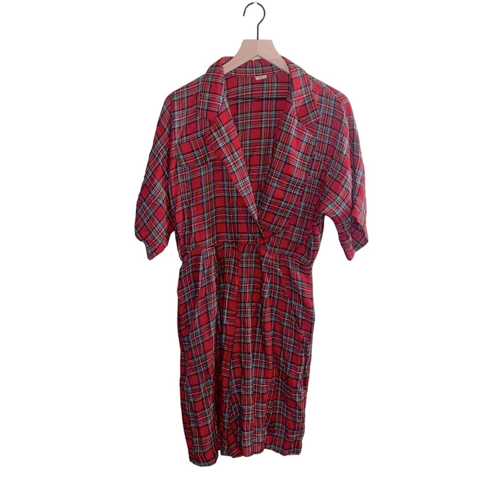 VNTG 1980s plaid romper with belt S